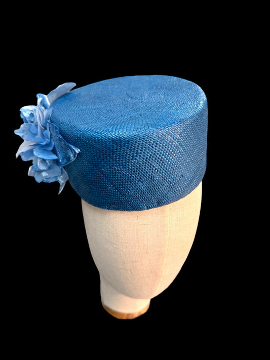 Blue Straw Pillbox