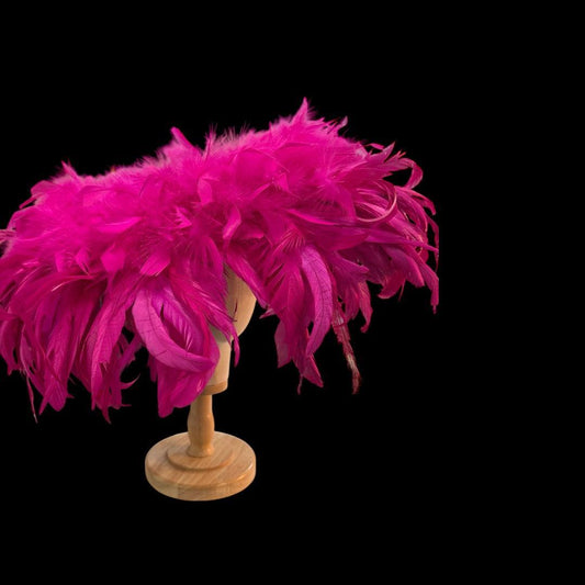 Cerise Feather Flower Large Brim