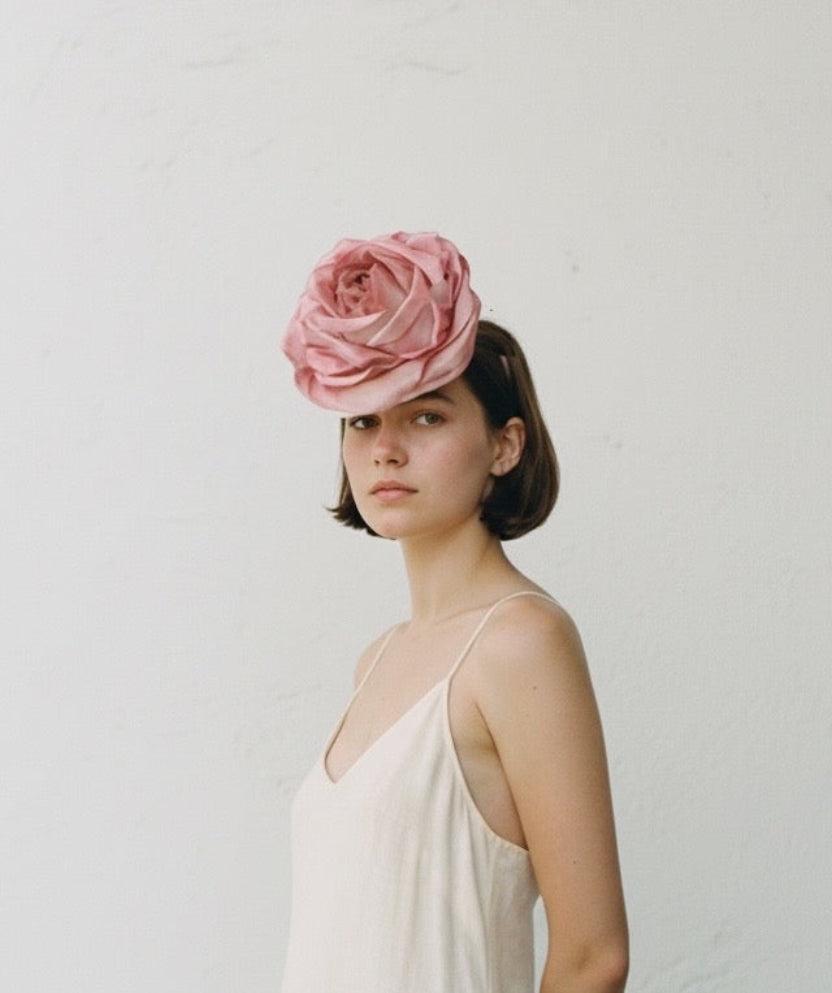 Pink Silk Rose Flower Hat