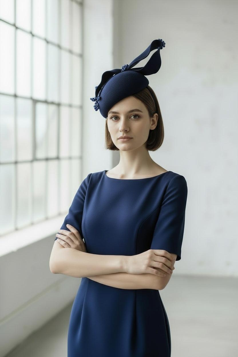 Cobalt Blue Felt Percher Hat