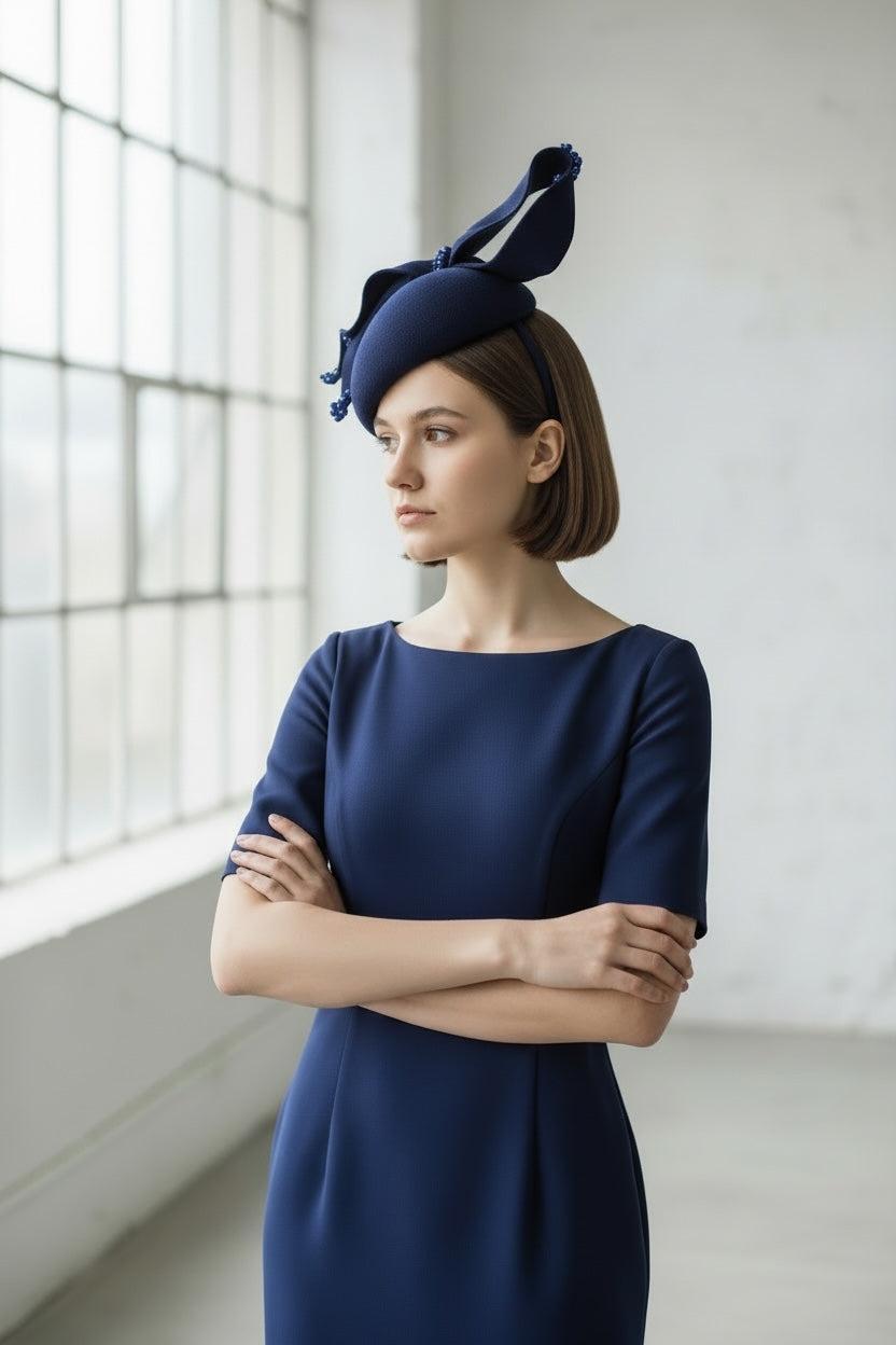 Cobalt Blue Felt Percher Hat