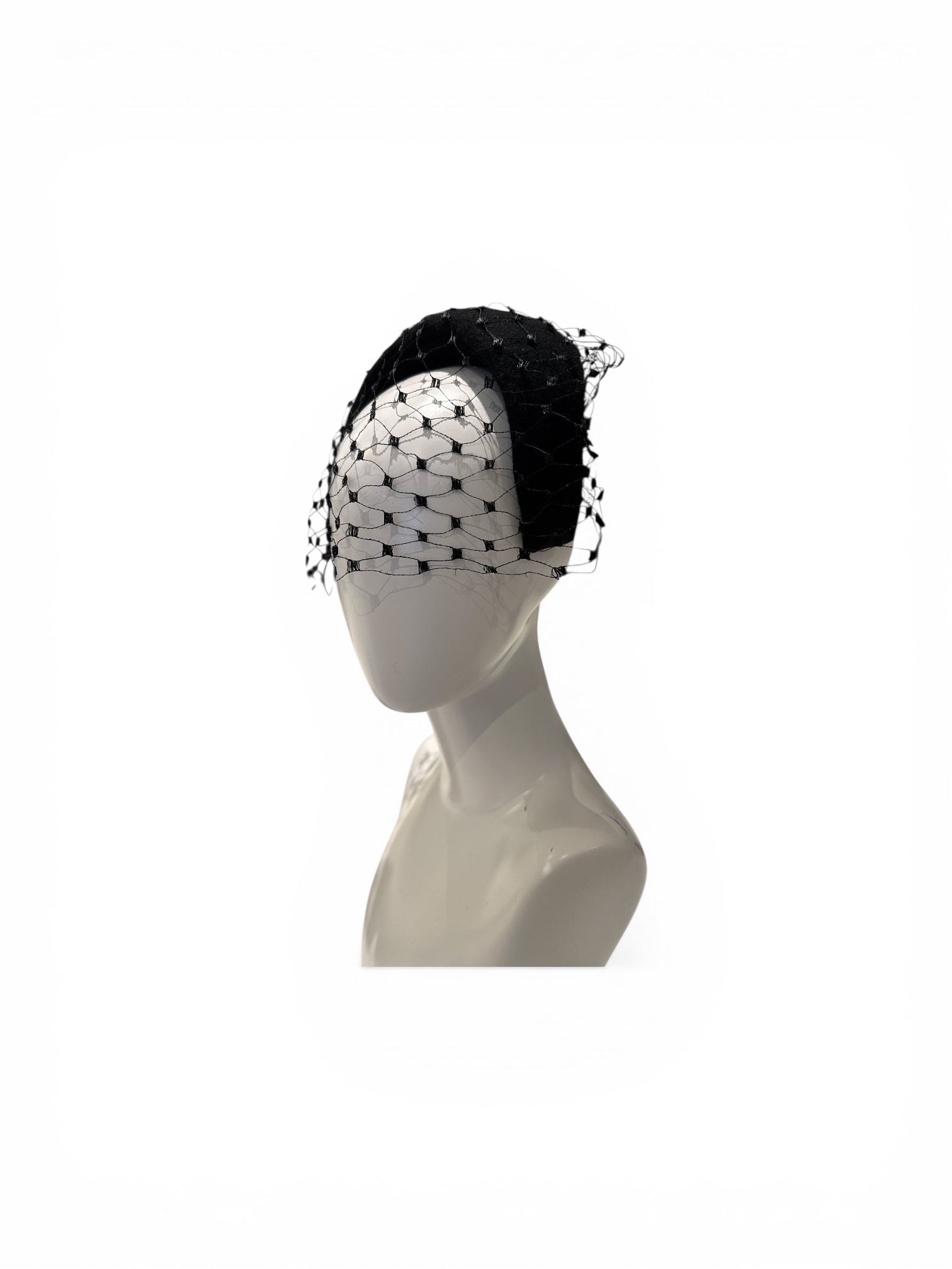 Black Felt Vintage Bibi Half Hat