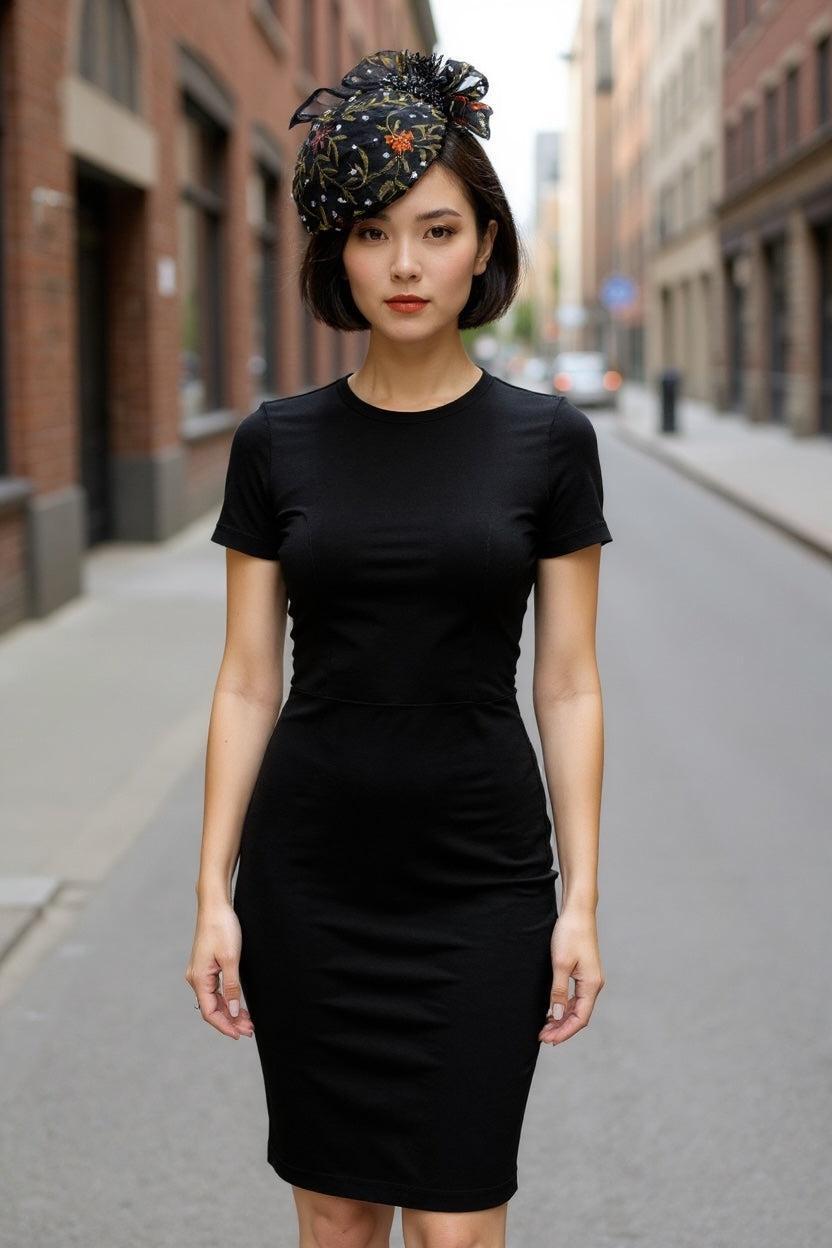 Black Embroidered Lace Button