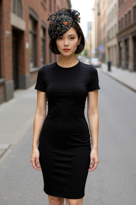 Black Embroidered Lace Button