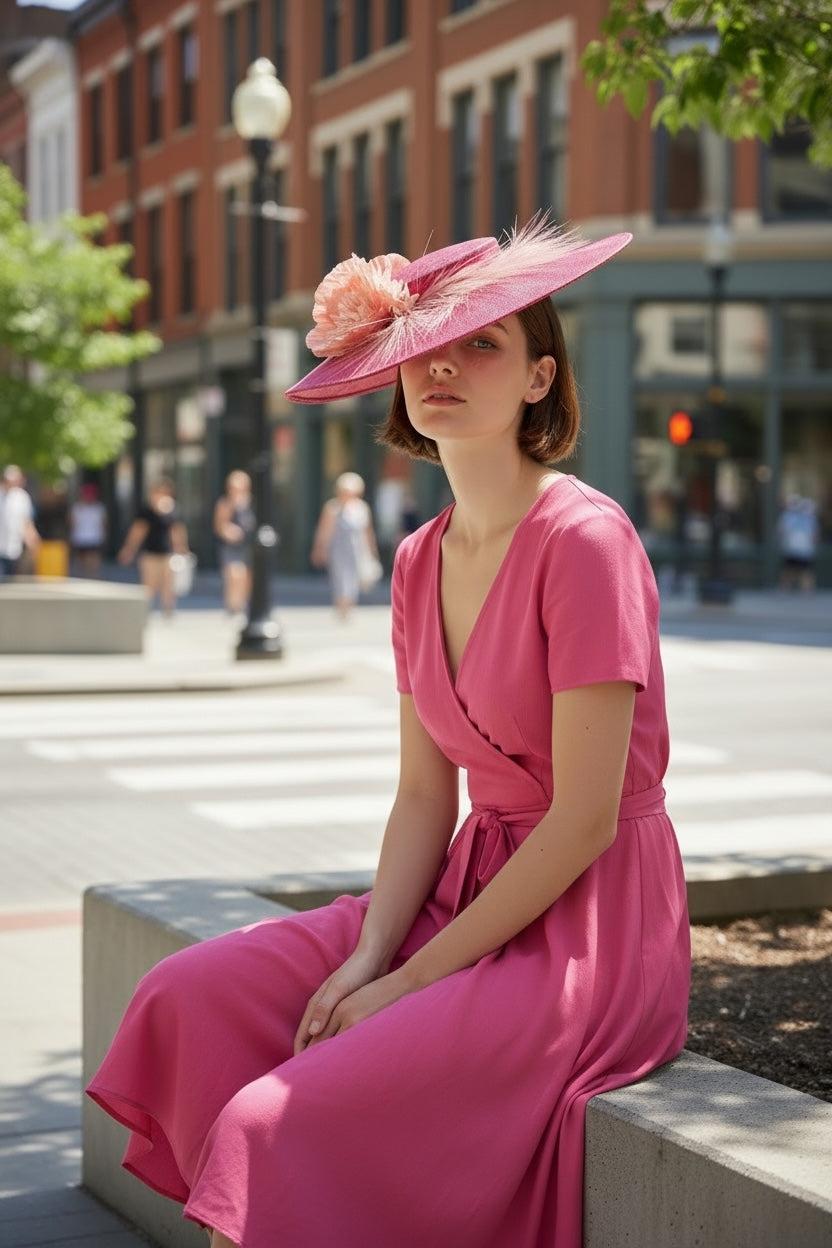 Boater Hat in Pinks