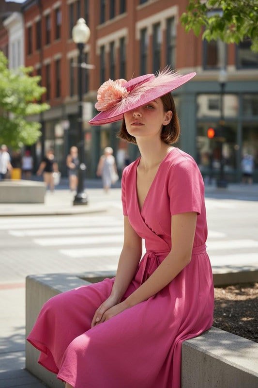 Boater Hat in Pinks