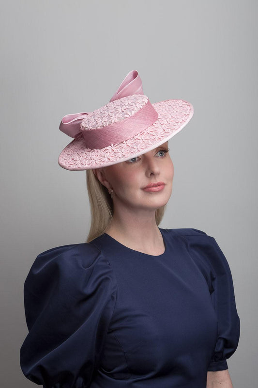 Pink Lace Boater Hat