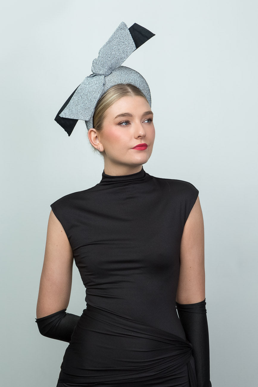 Black and White Straw Cloth Headband Halo