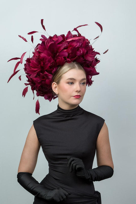 Burgundy Feather Fascinator