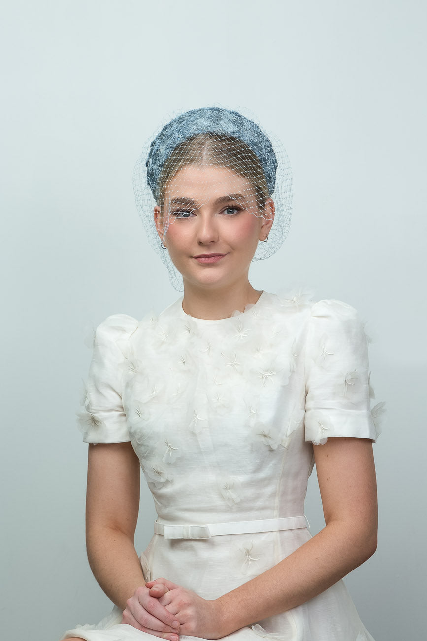 Powder Blue Vintage Straw Pillbox
