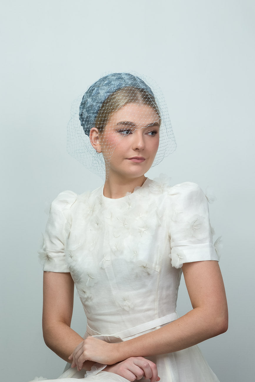 Powder Blue Vintage Straw Pillbox