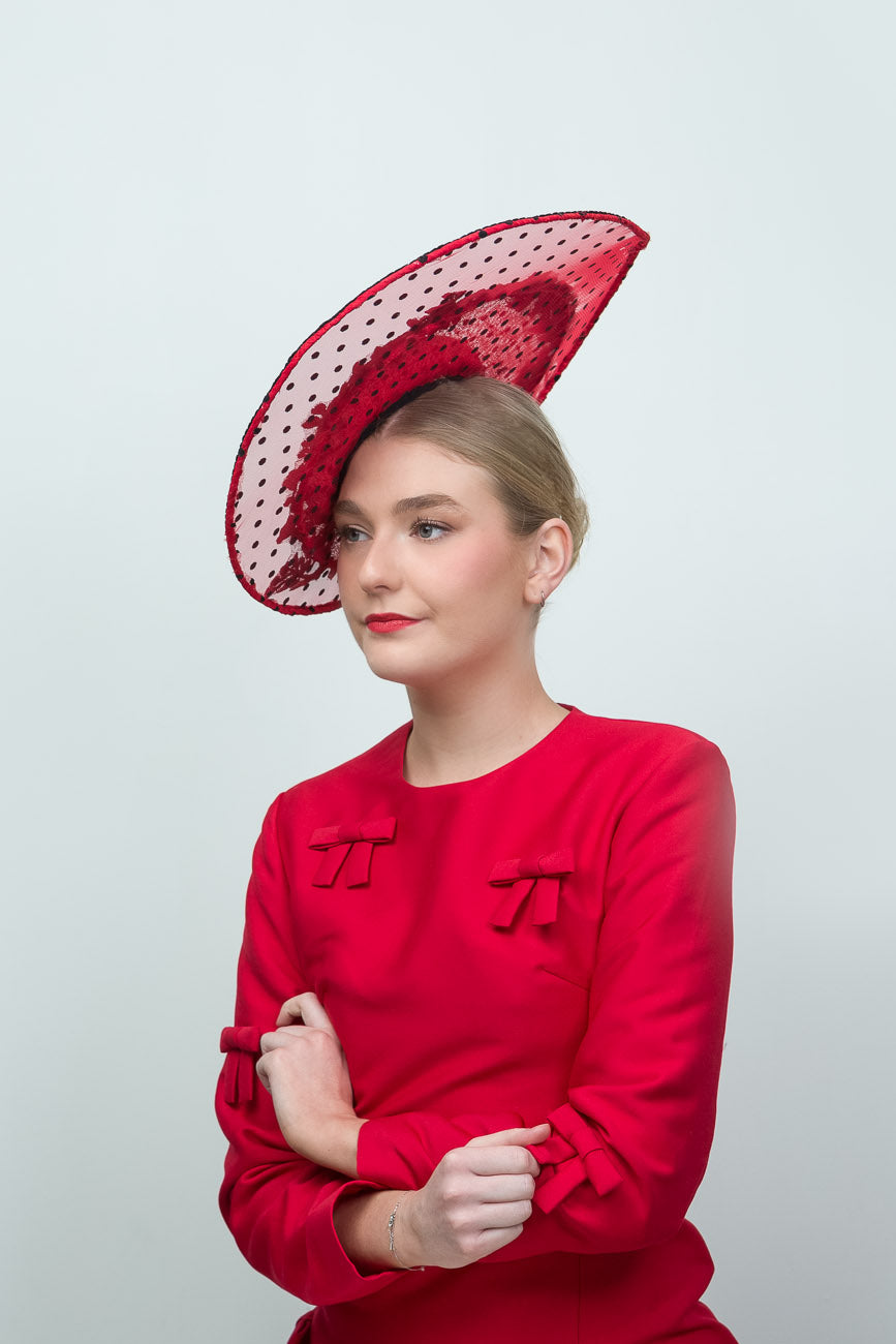 Red with Black Spot Fascinator