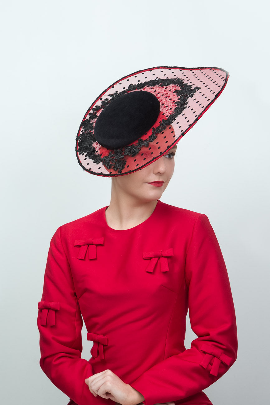 Red with Black Spot Fascinator