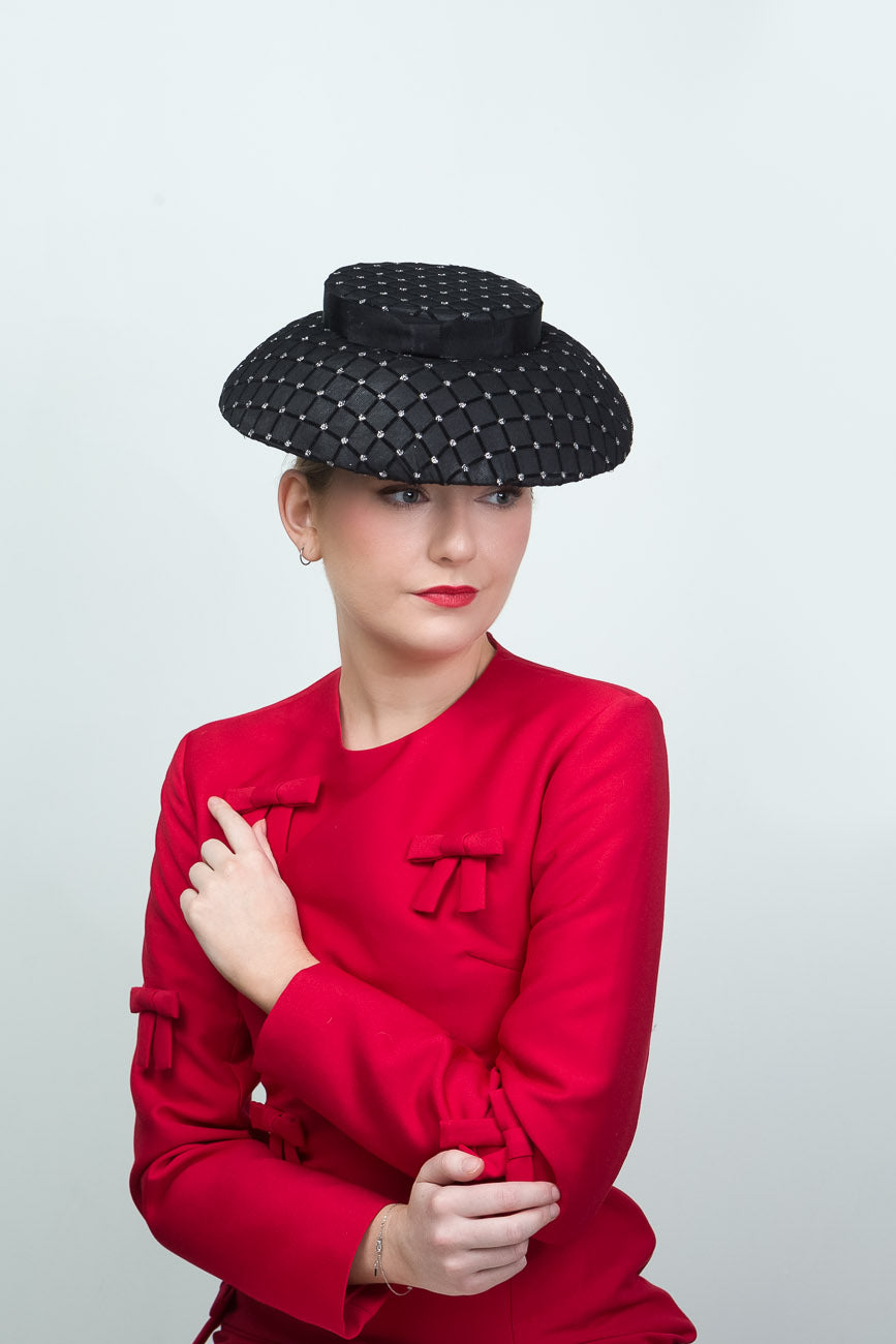 Black Lace Short Brimmed Hat