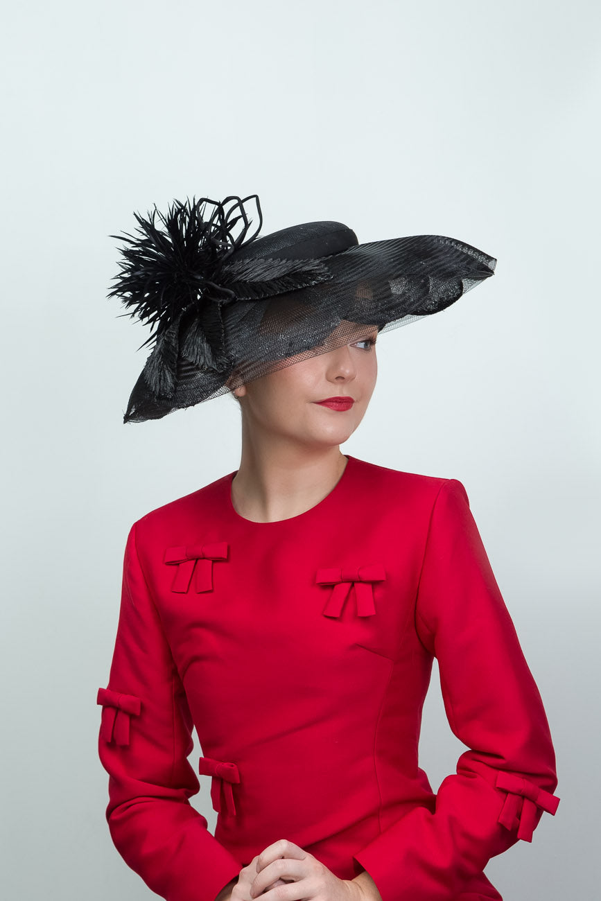 Black Sinamay and Crinoline Brim