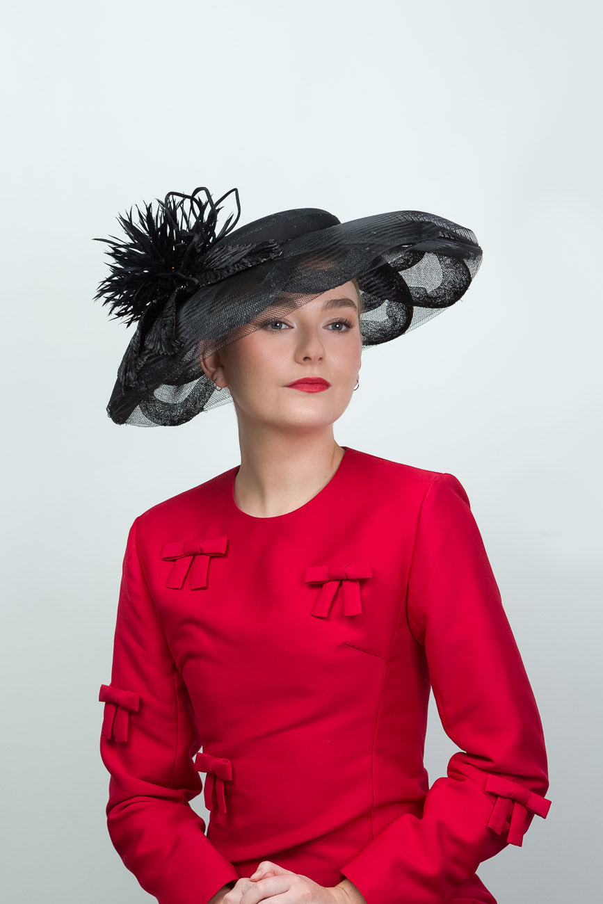 Black Sinamay and Crinoline Brim