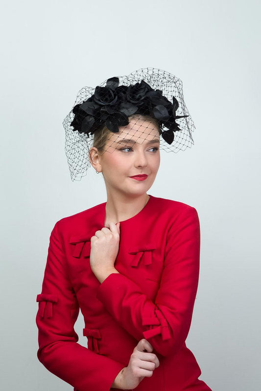 Black Silk Roses Fascinator