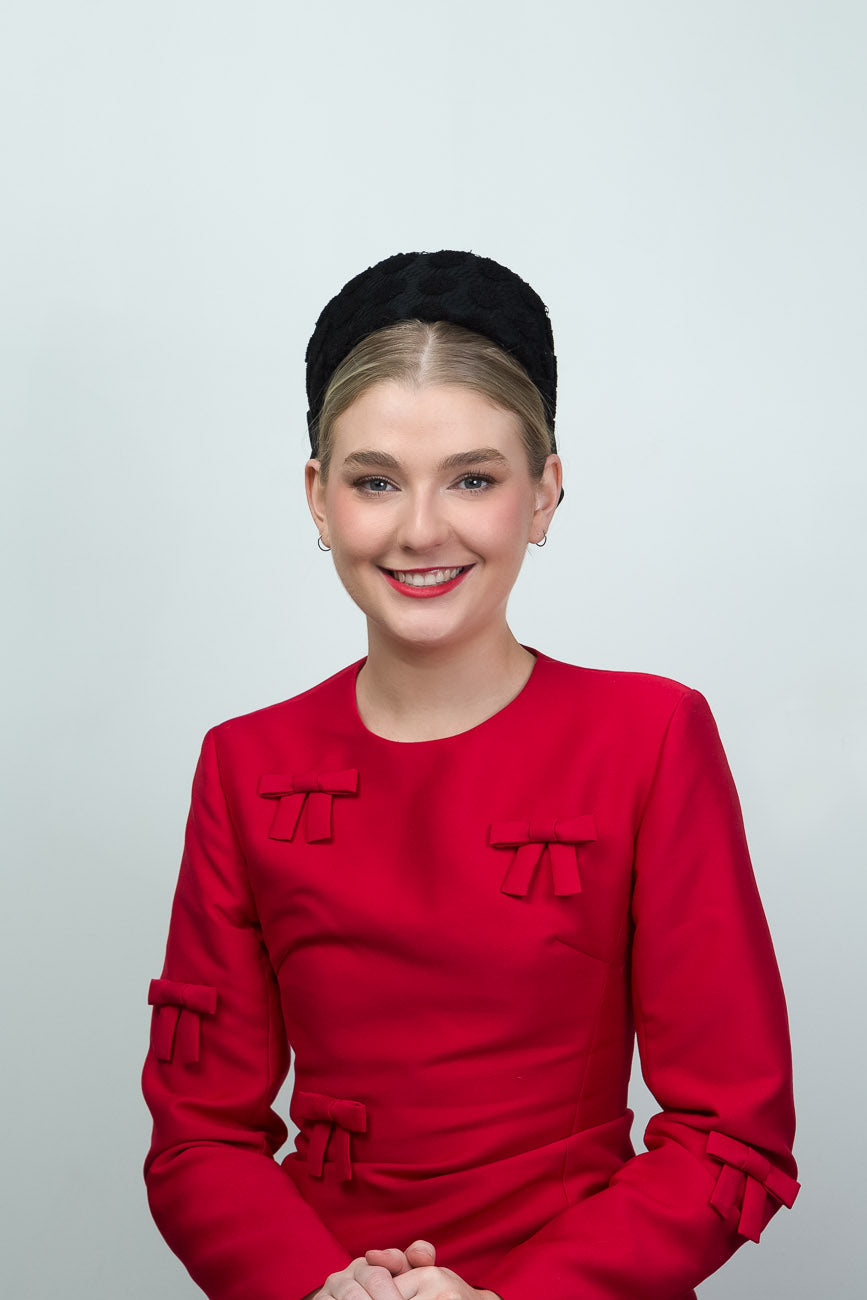 Black Lace and Silk Pillbox