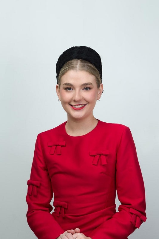 Black Lace and Silk Pillbox