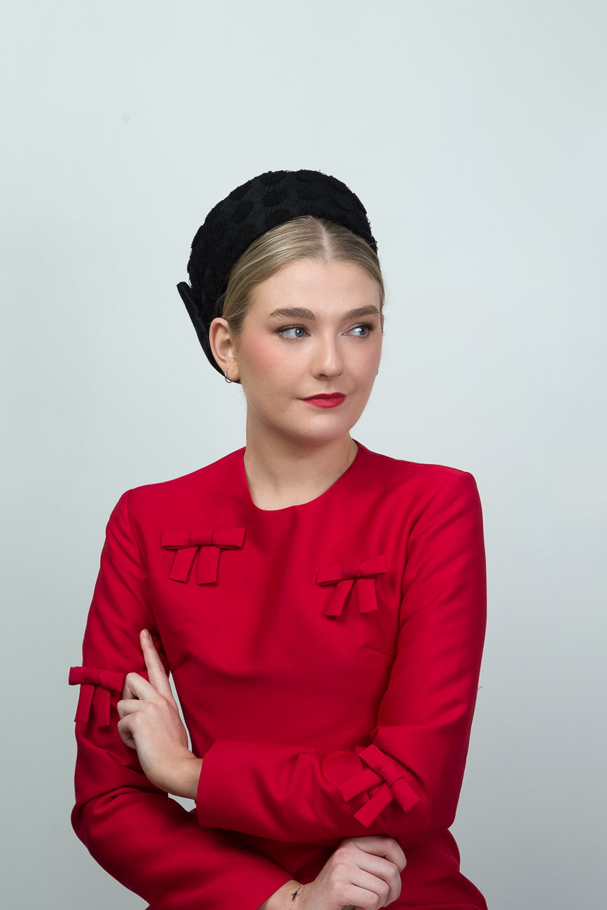 Black Lace and Silk Pillbox