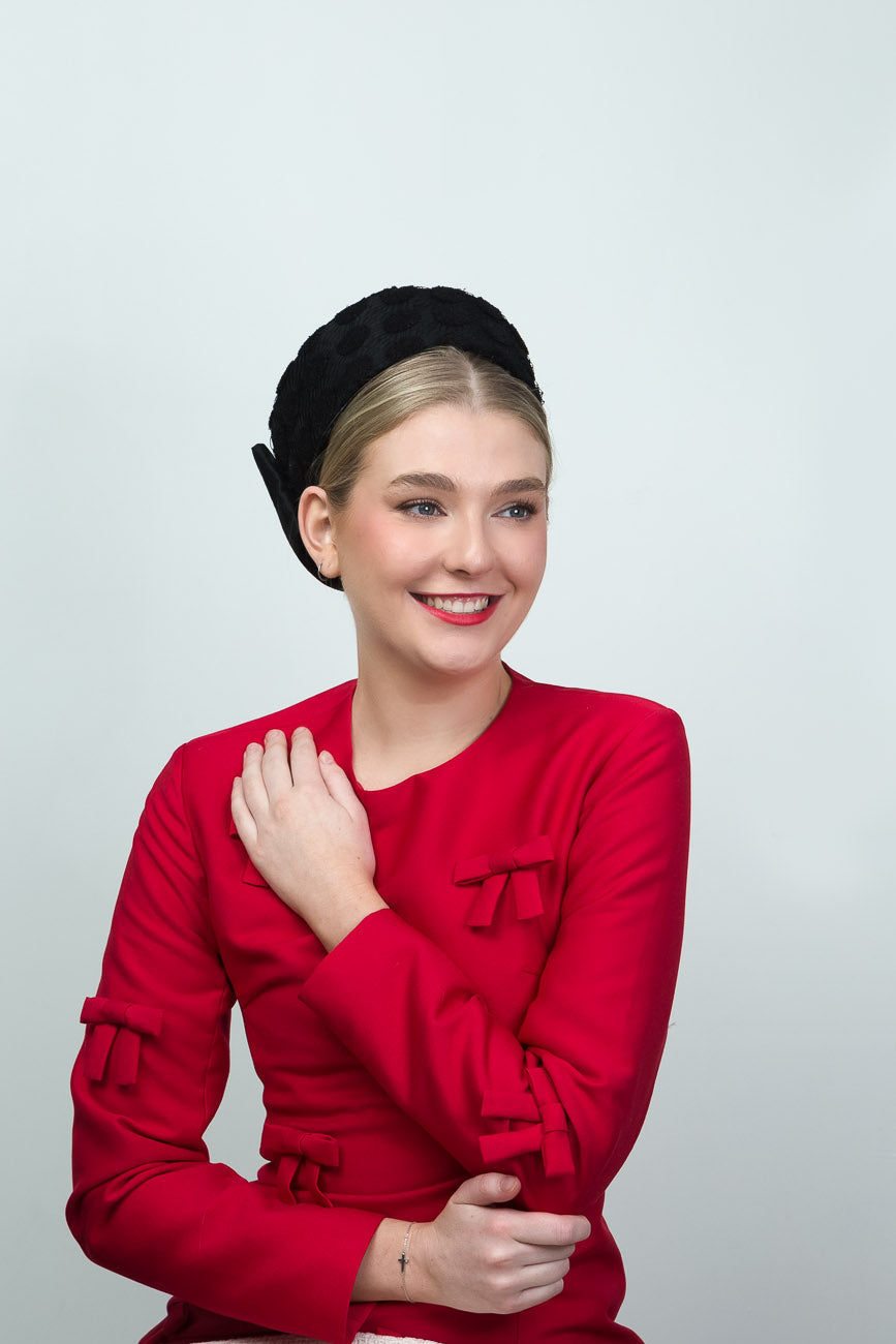 Black Lace and Silk Pillbox