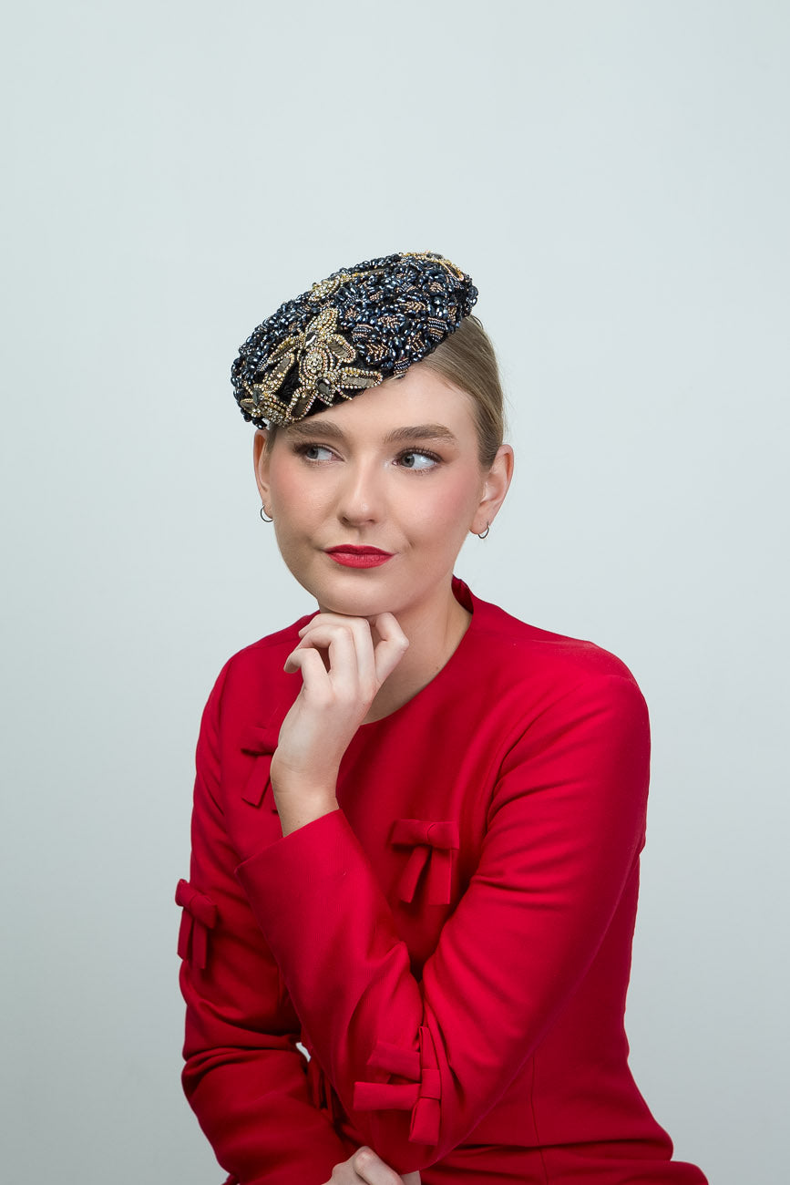 Bee Beaded Button Hat