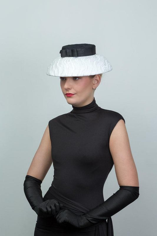 White and Black Short Curved Brim Hat