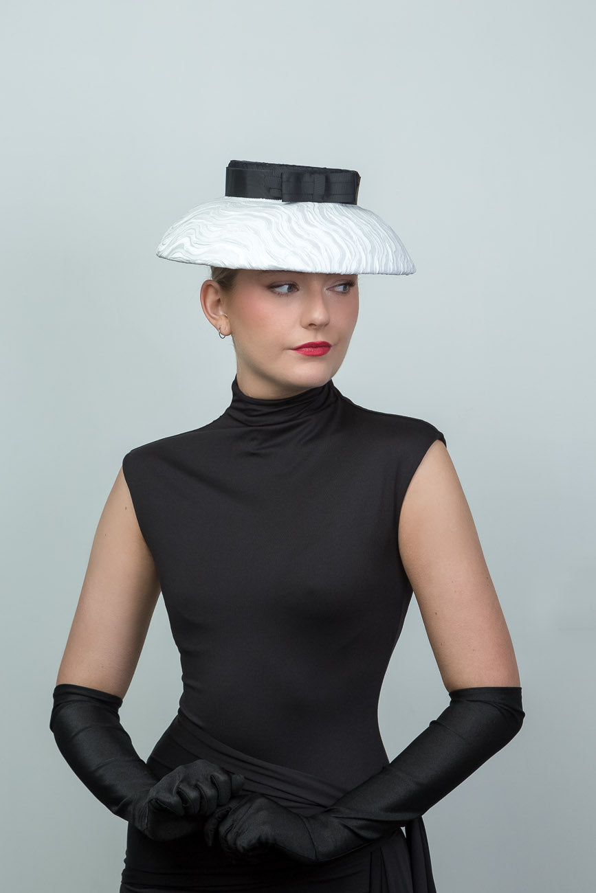 White and Black Short Curved Brim Hat