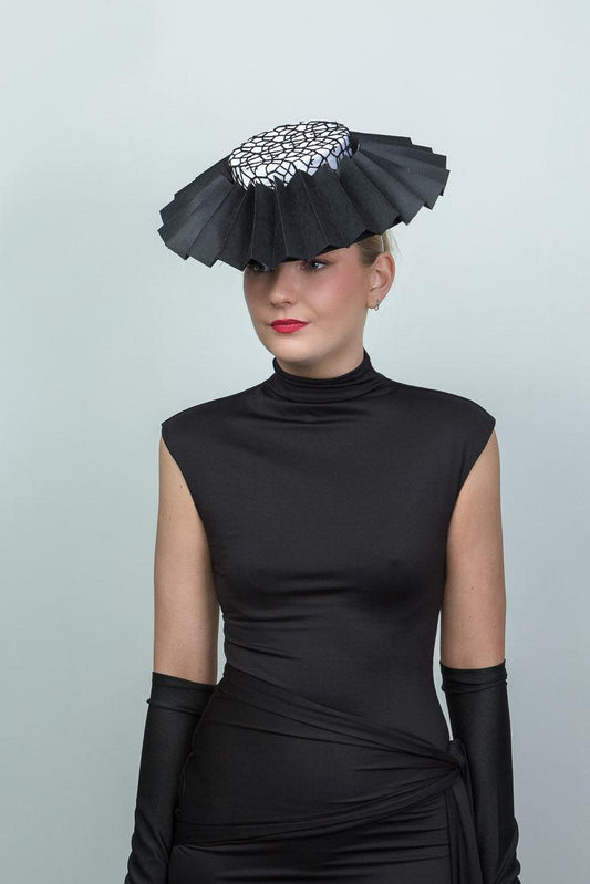 Black Pleated Brim Hat