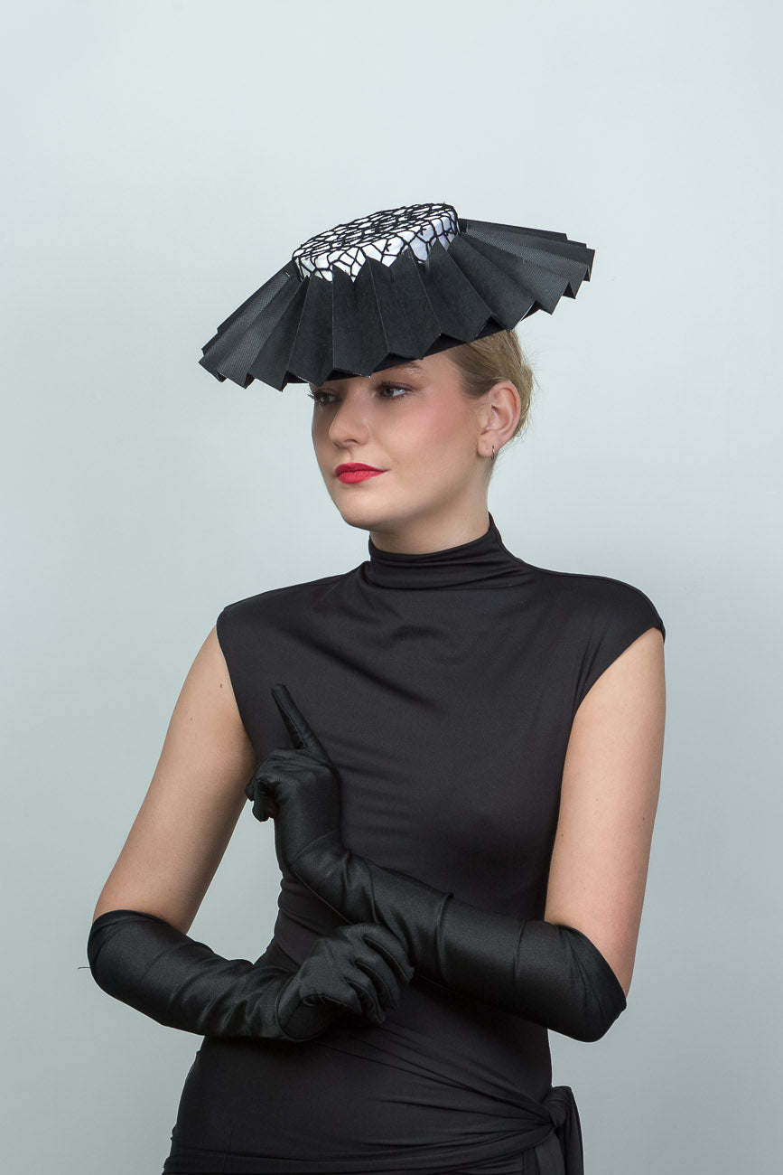 Black Pleated Brim Hat