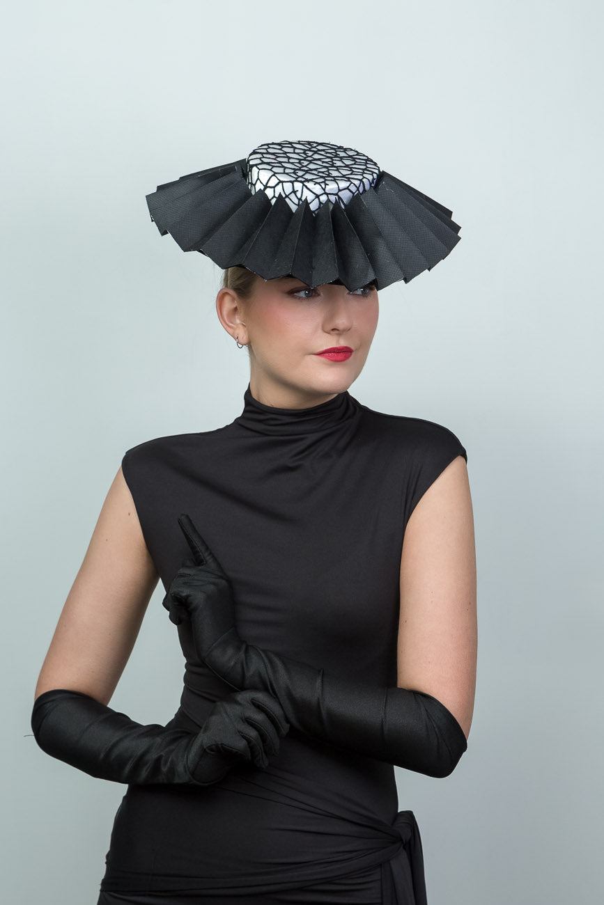 Black Pleated Brim Hat