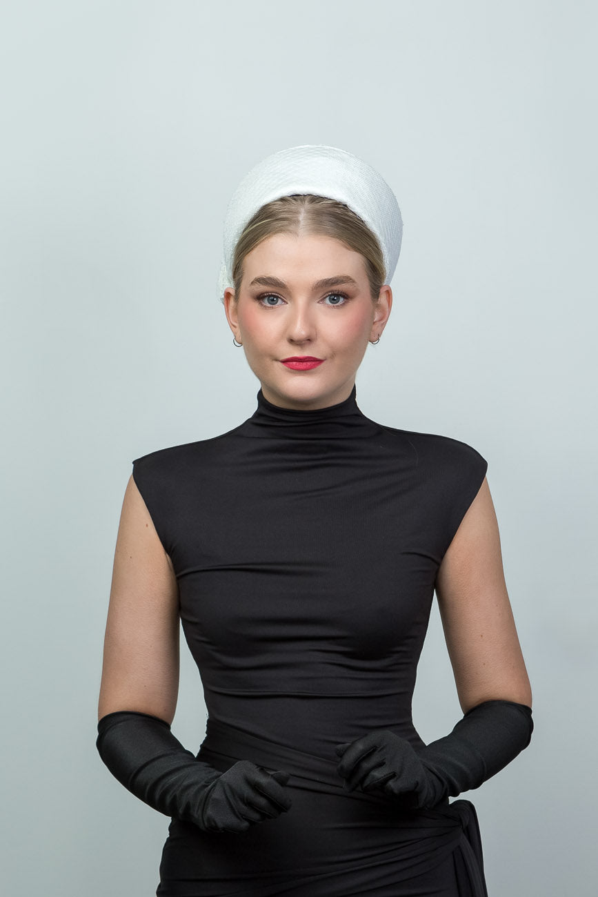 White Fabric Pillbox with Bow