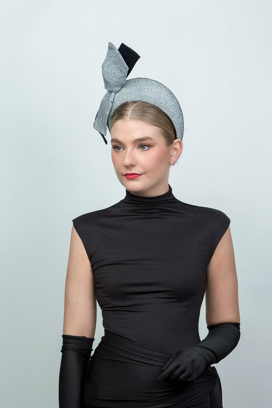 Black and White Straw Cloth Headband Halo
