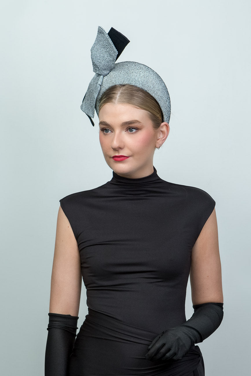 Black and White Straw Cloth Headband Halo