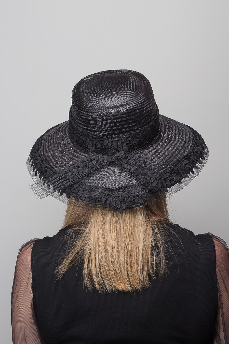 Black Straw Brimmed Hat