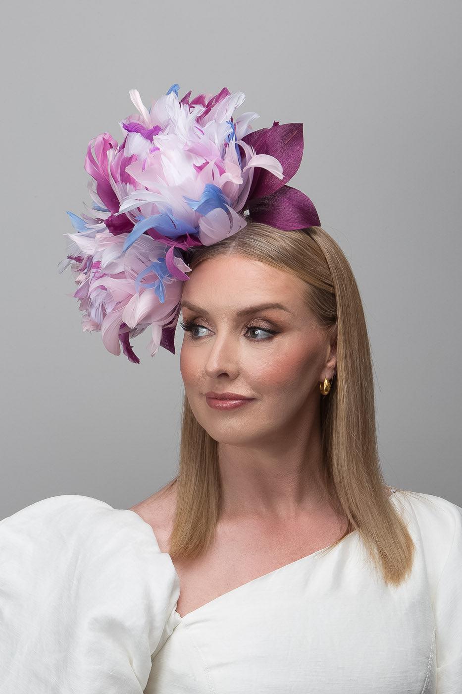 Mauve Pink Feather Flower Headband