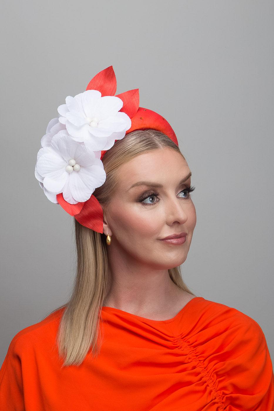 Orange White Wide Headband