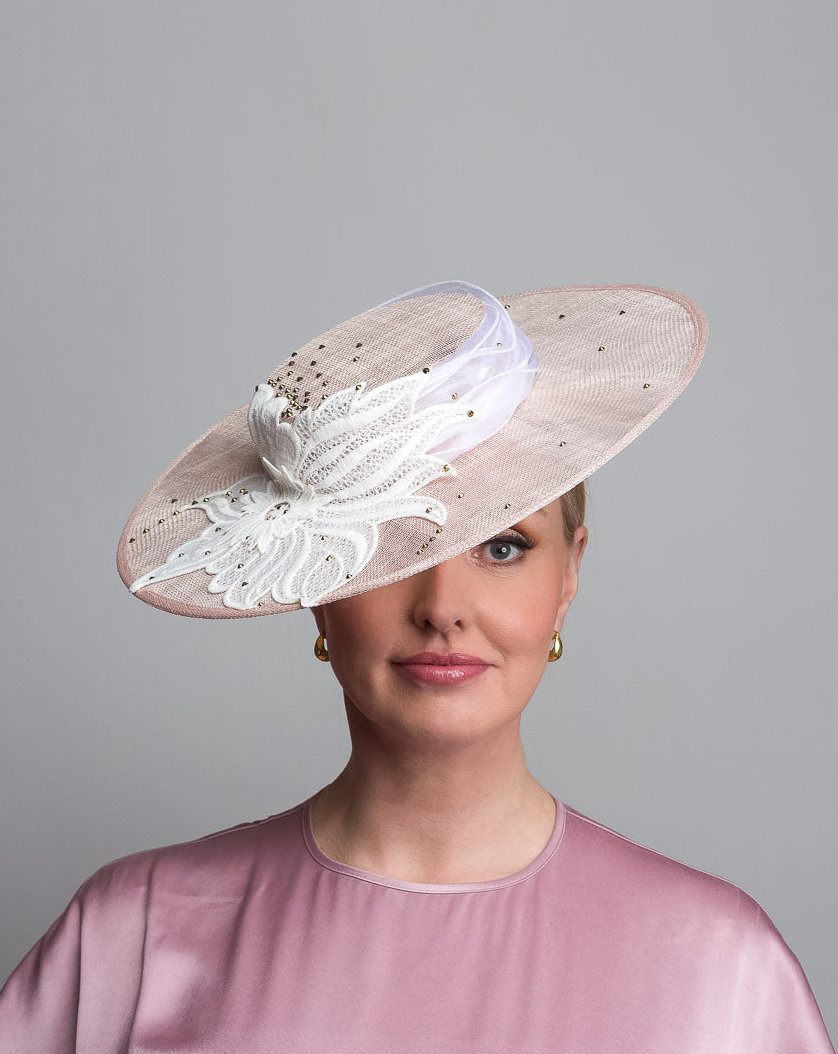 Light Pink White Lace Boater