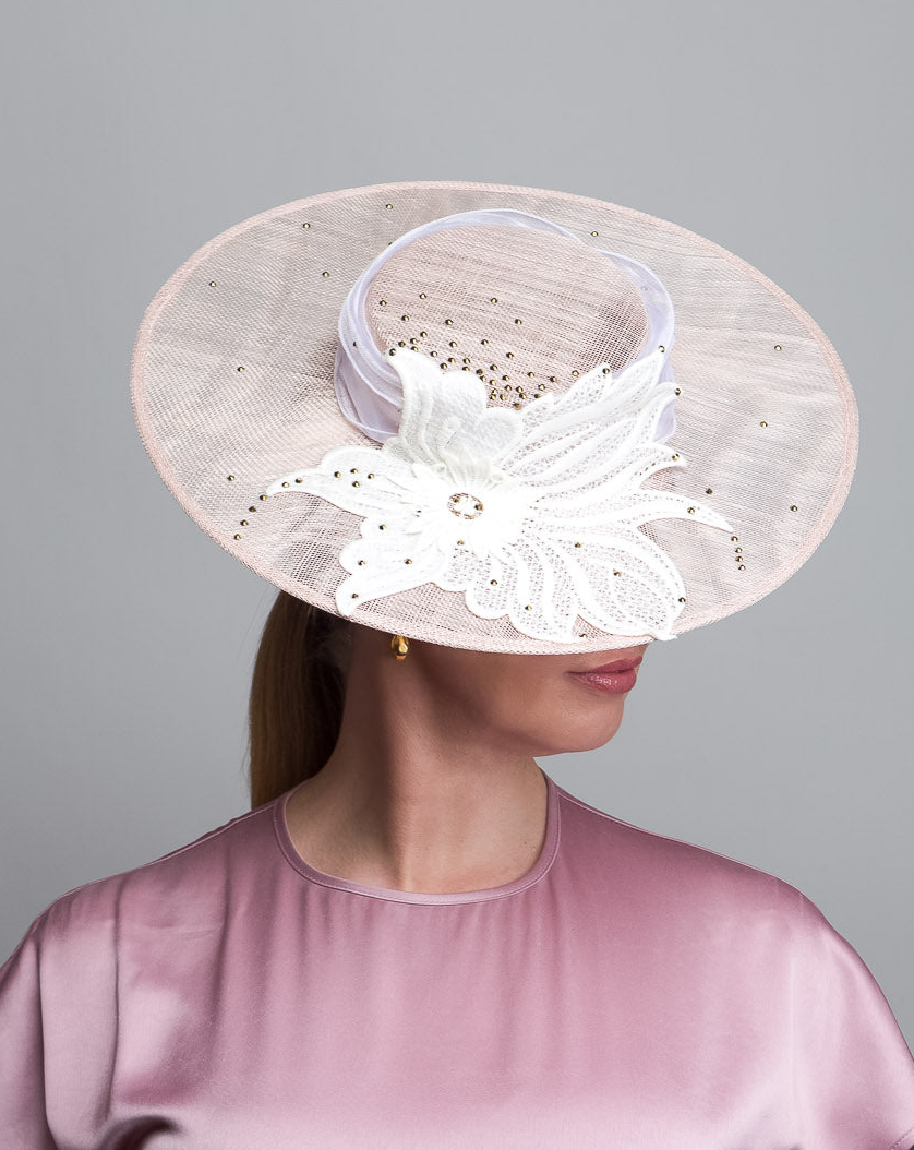 Light Pink White Lace Boater