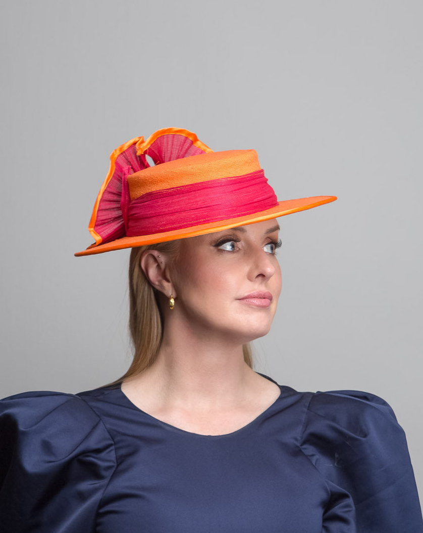 Orange Pink Fabric Hat