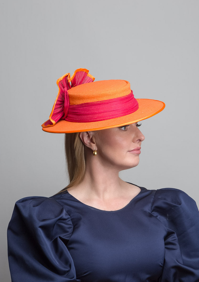 Orange Pink Fabric Hat