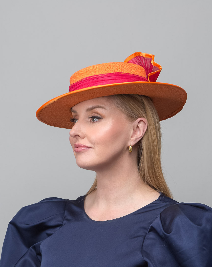 Orange Pink Fabric Hat