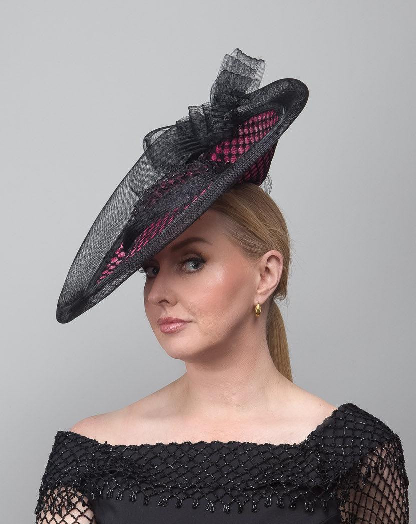 Black Pink Lace Fascinator