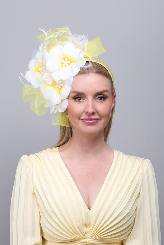 White Yellow Flower Fascinator