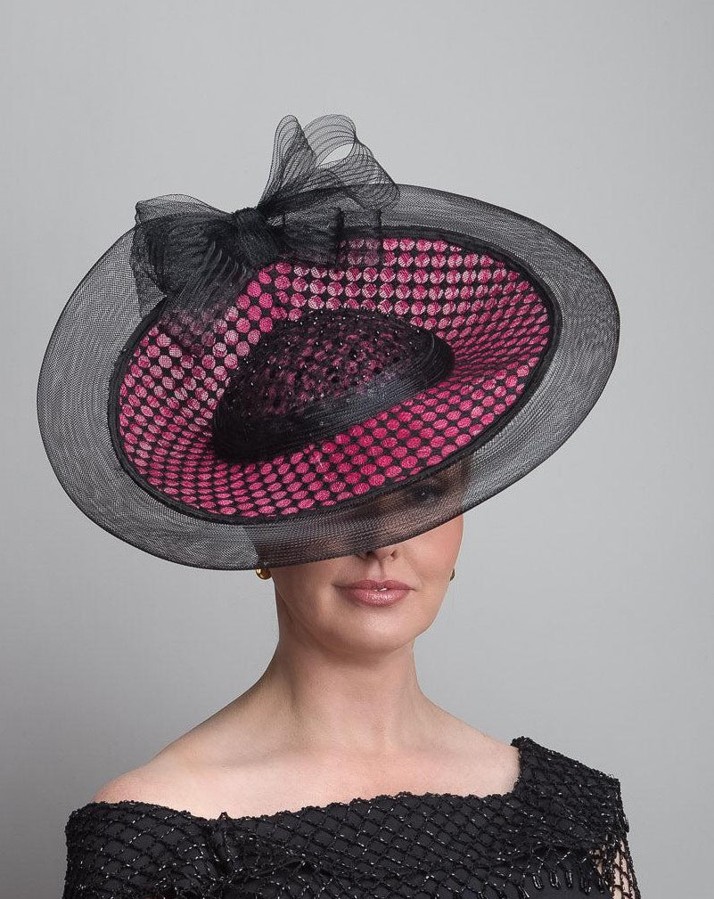 Black Pink Lace Fascinator