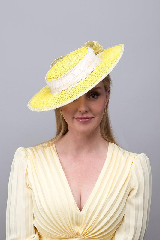 Yellow Mesh Oval Brimmed Hat