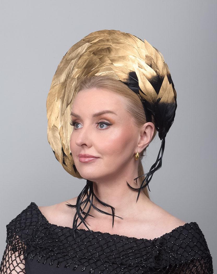 Gold Black Feather Fascinator