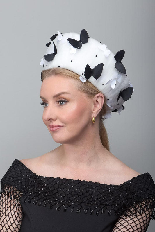 White Black Butterfly Hat