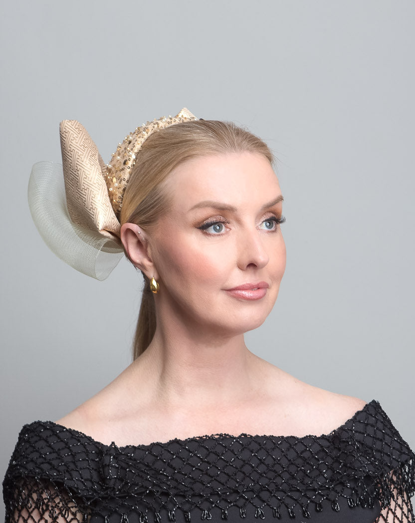 Gold Bow Fascinator