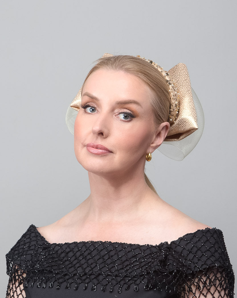 Gold Bow Fascinator